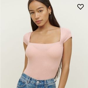 Reformation Bardot Knit Top in Blush